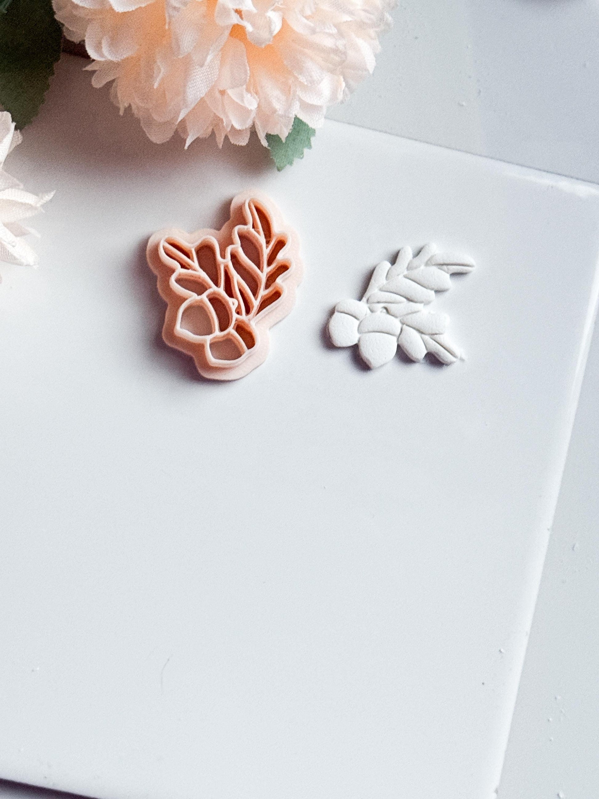 Oak & Acorn Clay Cutter, Fall Jewelry Mold