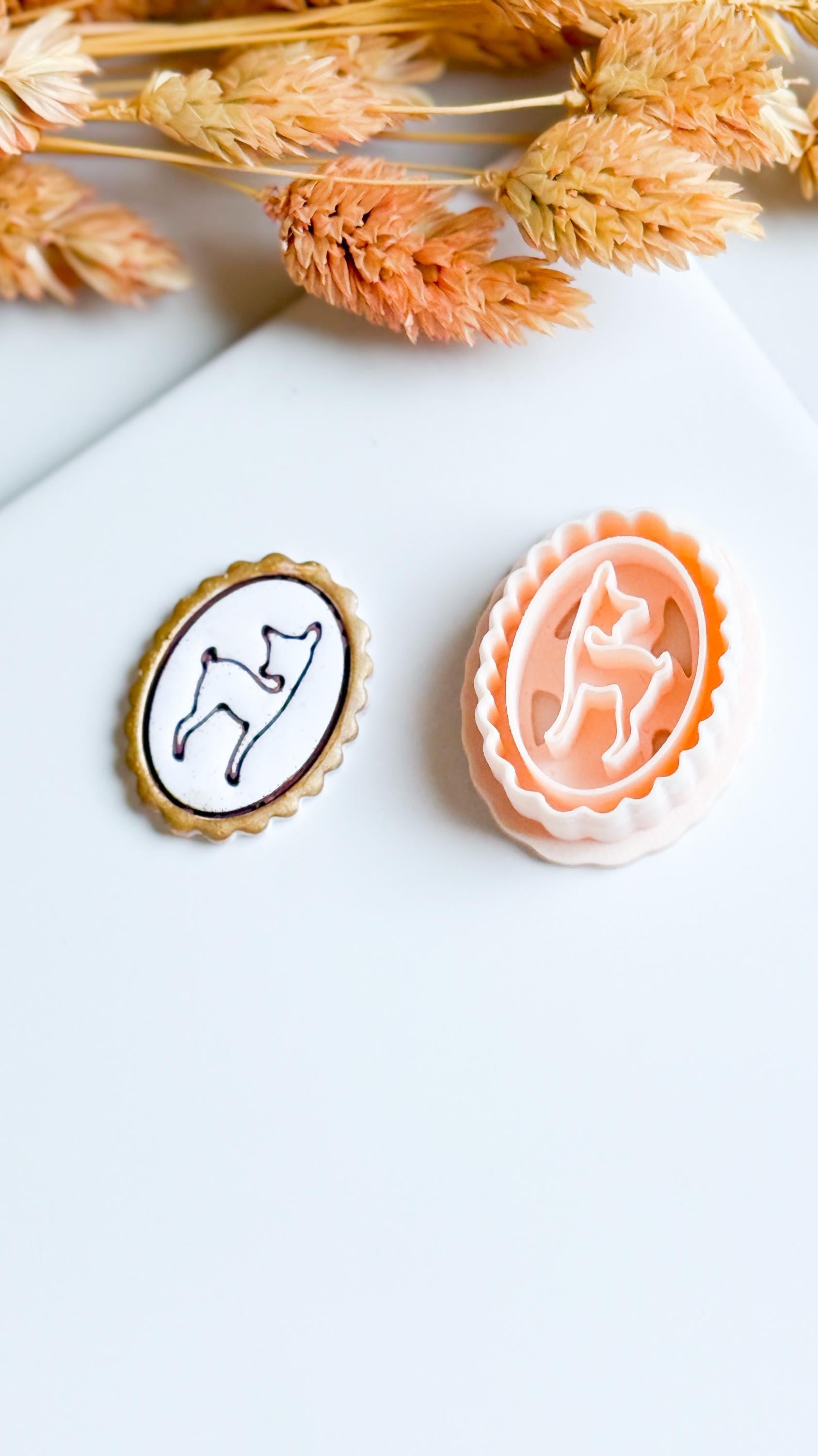 Deer in Oval Frame Cutter: Polymer Clay Earrings, Charms - 30/35 mm