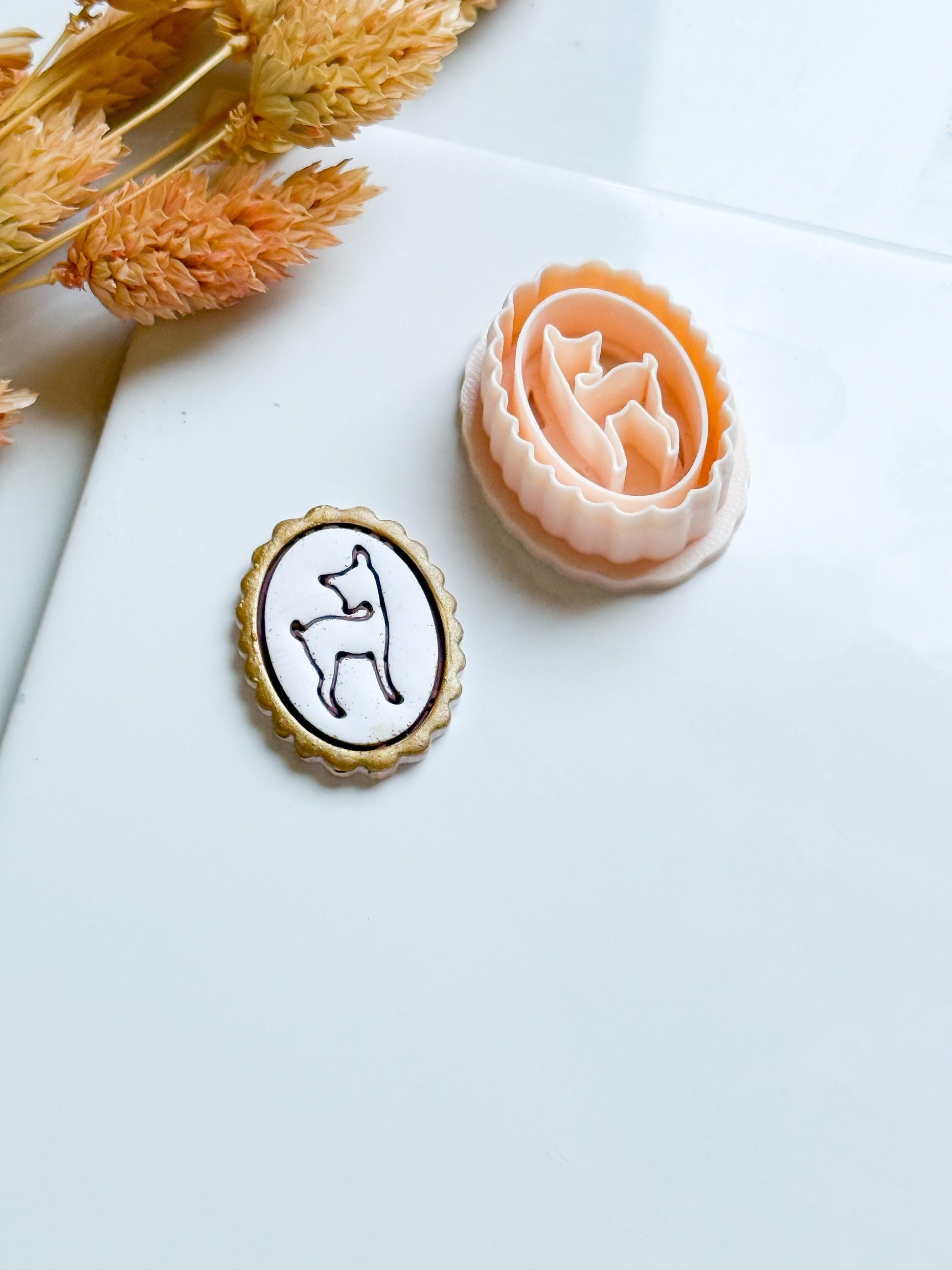 Deer in Oval Frame Cutter: Polymer Clay Earrings, Charms - 30/35 mm