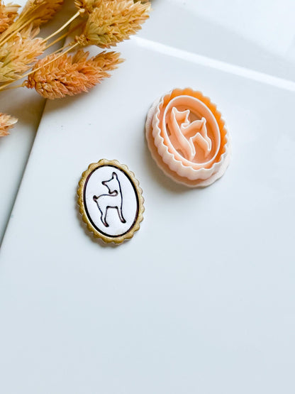 Deer in Oval Frame Cutter: Polymer Clay Earrings, Charms - 30/35 mm