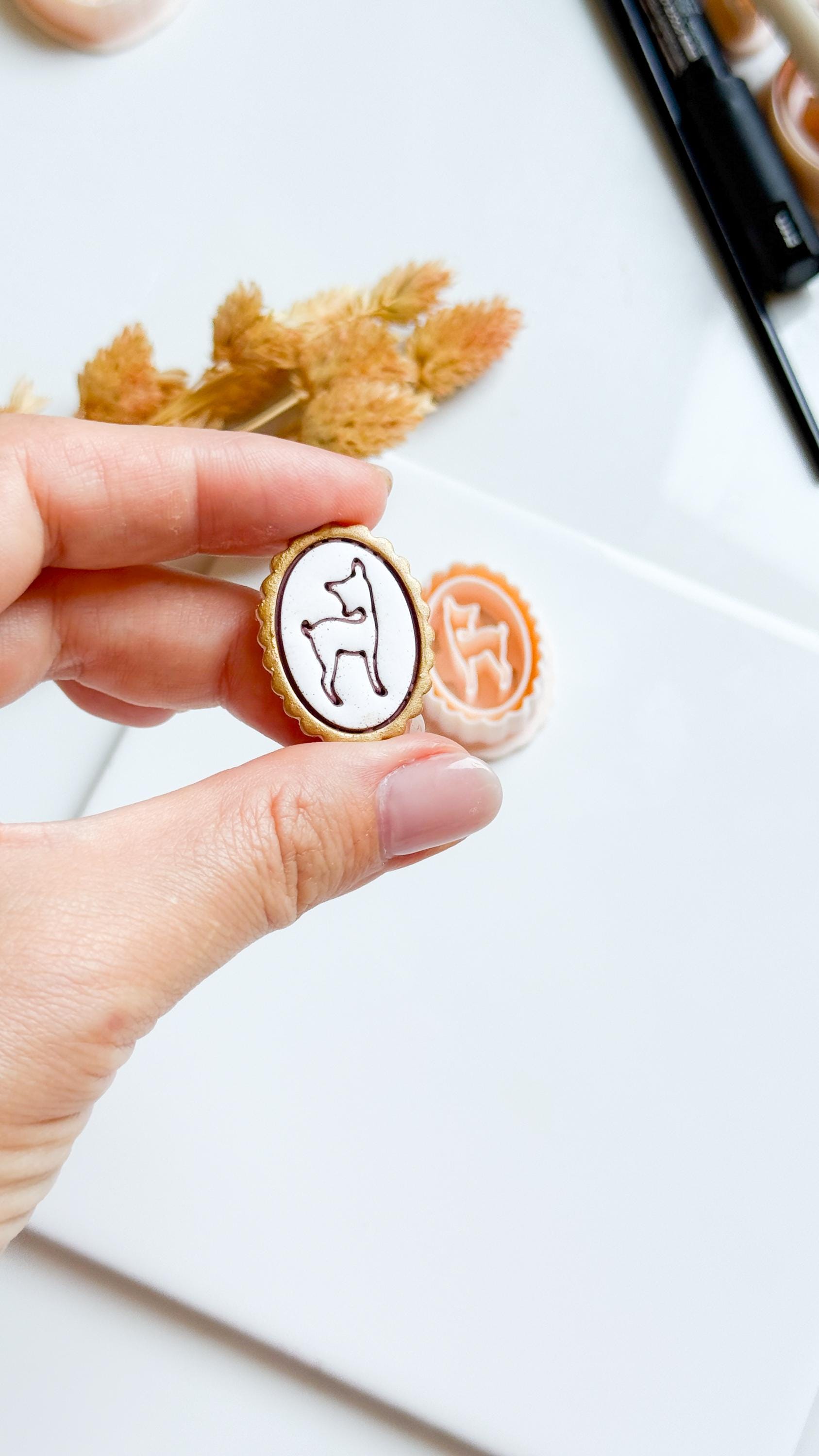 Deer in Oval Frame Cutter: Polymer Clay Earrings, Charms - 30/35 mm