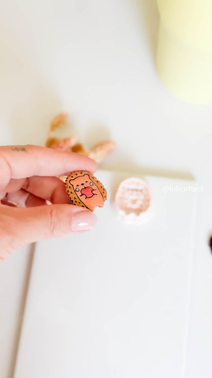 Hedgehog Polymer Clay Cutter: Apple Accent, Kawaii Animal Mold