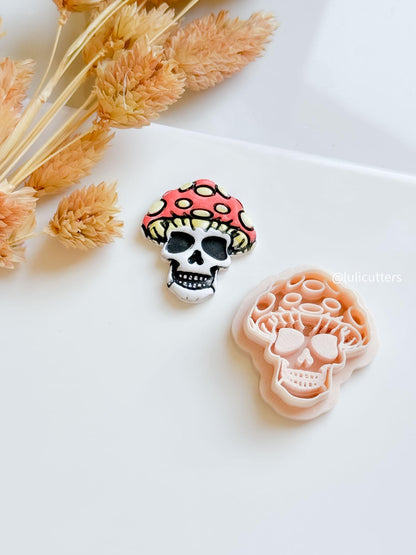 Mushroom Skull Clay Cutter: Spooky Goth Jewelry Mold