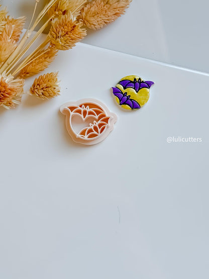 Double Bat Clay Cutter: Halloween Earring Mold, Gothic Jewelry