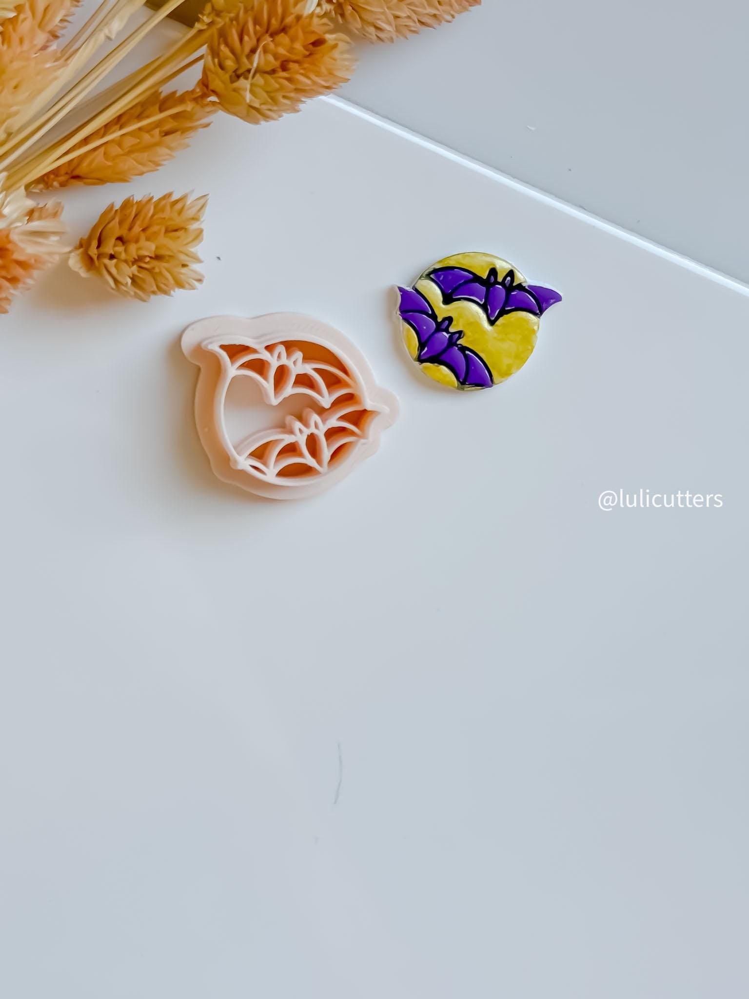 Double Bat Clay Cutter: Halloween Earring Mold, Gothic Jewelry