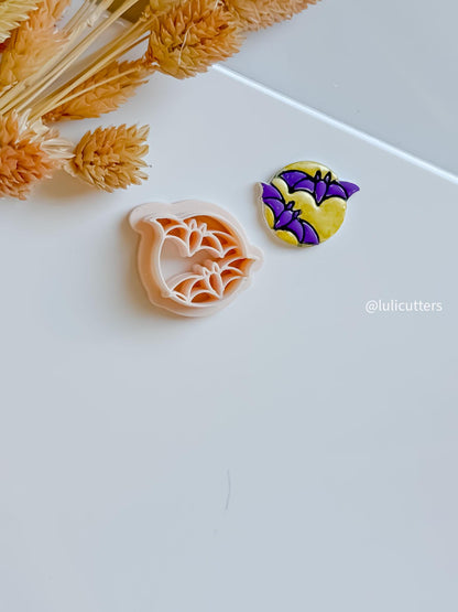 Double Bat Clay Cutter: Halloween Earring Mold, Gothic Jewelry