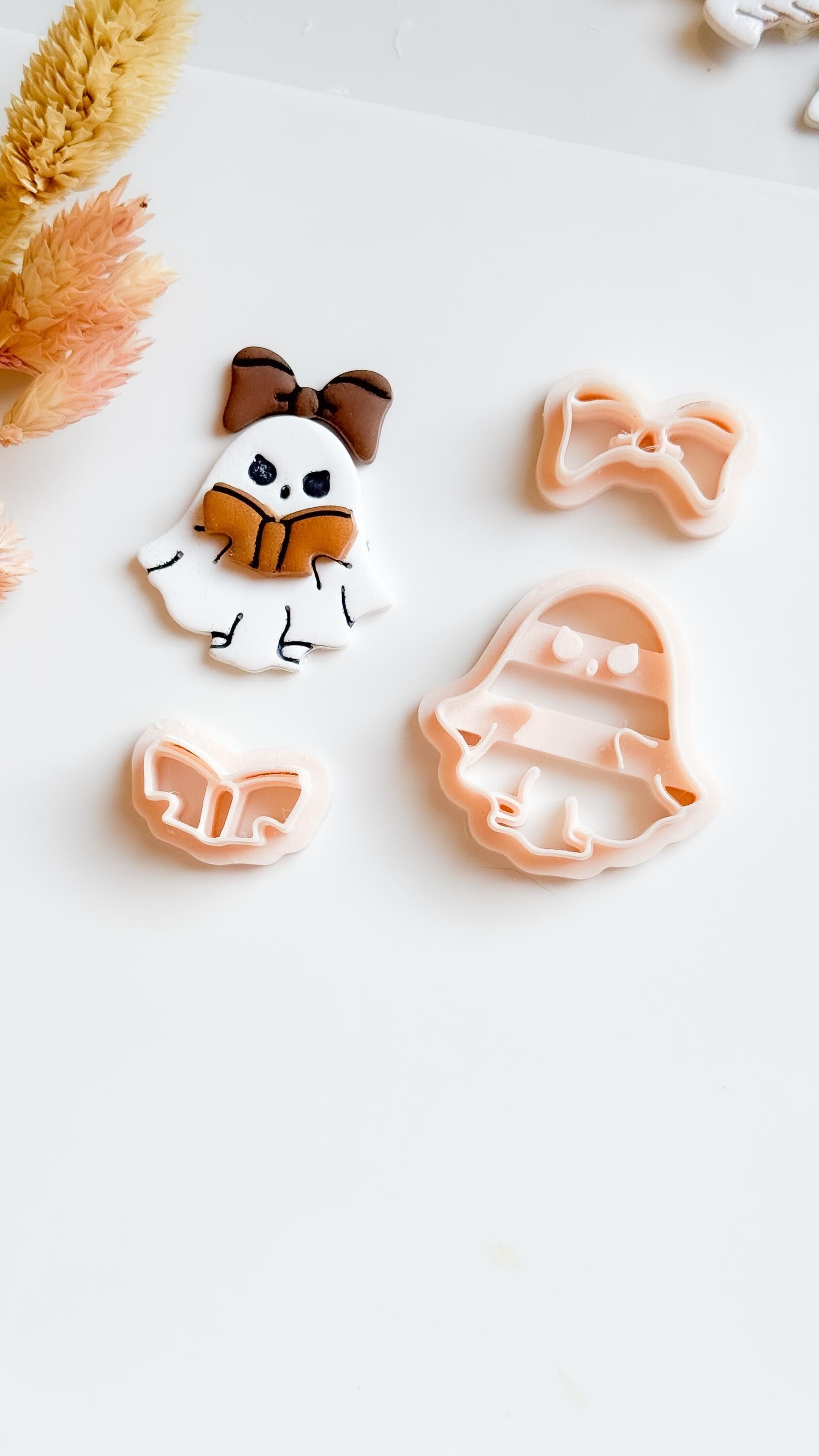 Kawaii Ghost Girl Cutter Set: Polymer Clay Halloween Jewelry Mold