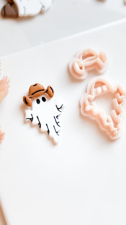 Cowboy Ghost Clay Cutter Set: Western Halloween Earring Mold