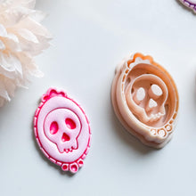 Skull Cameo Clay Cutter Spooky Oval Frame Design for Earrings, Charms & Halloween Jewelry