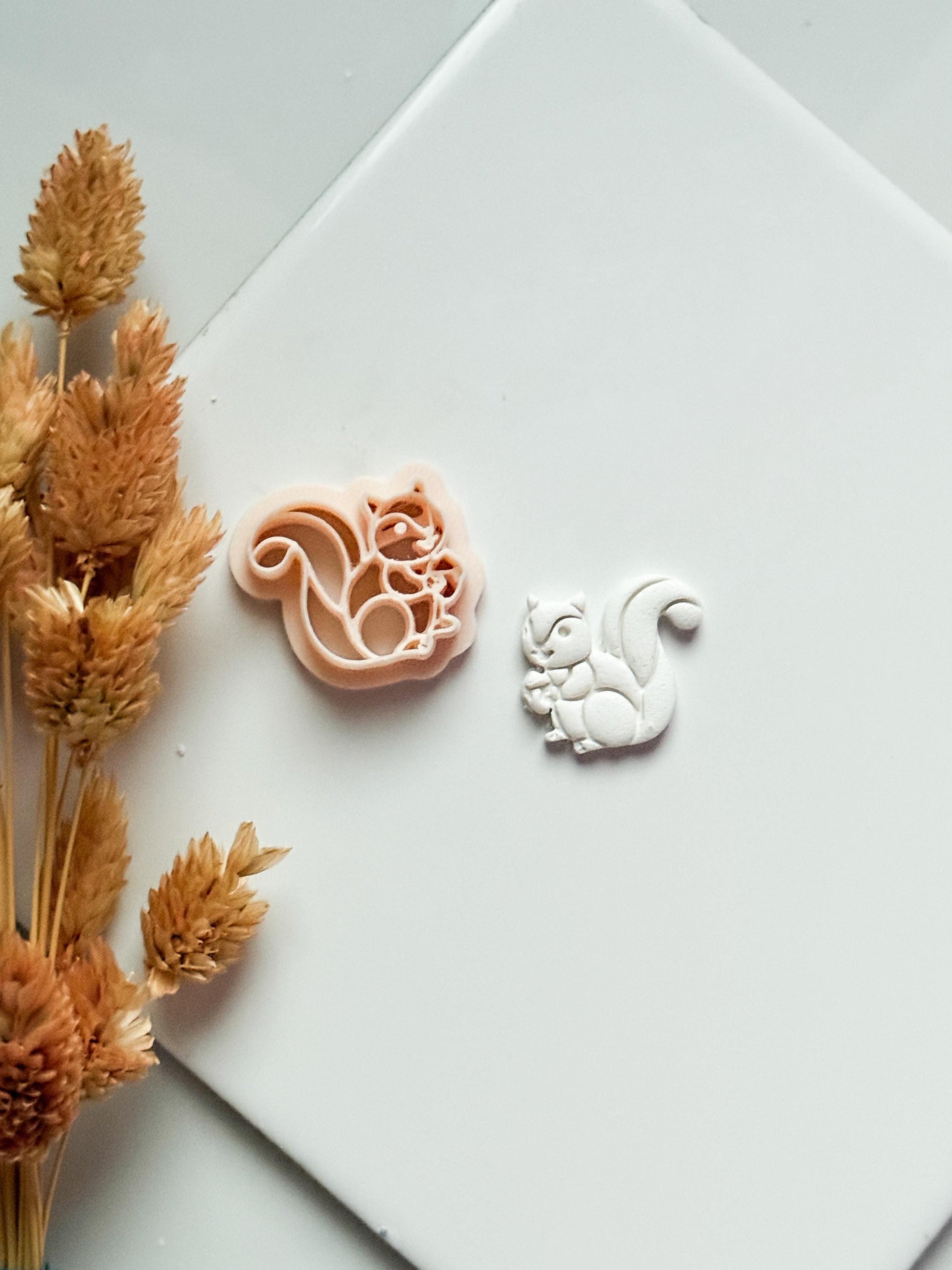 Squirrel Clay Cutter: Acorn Holding Mold for Polymer Clay Jewelry