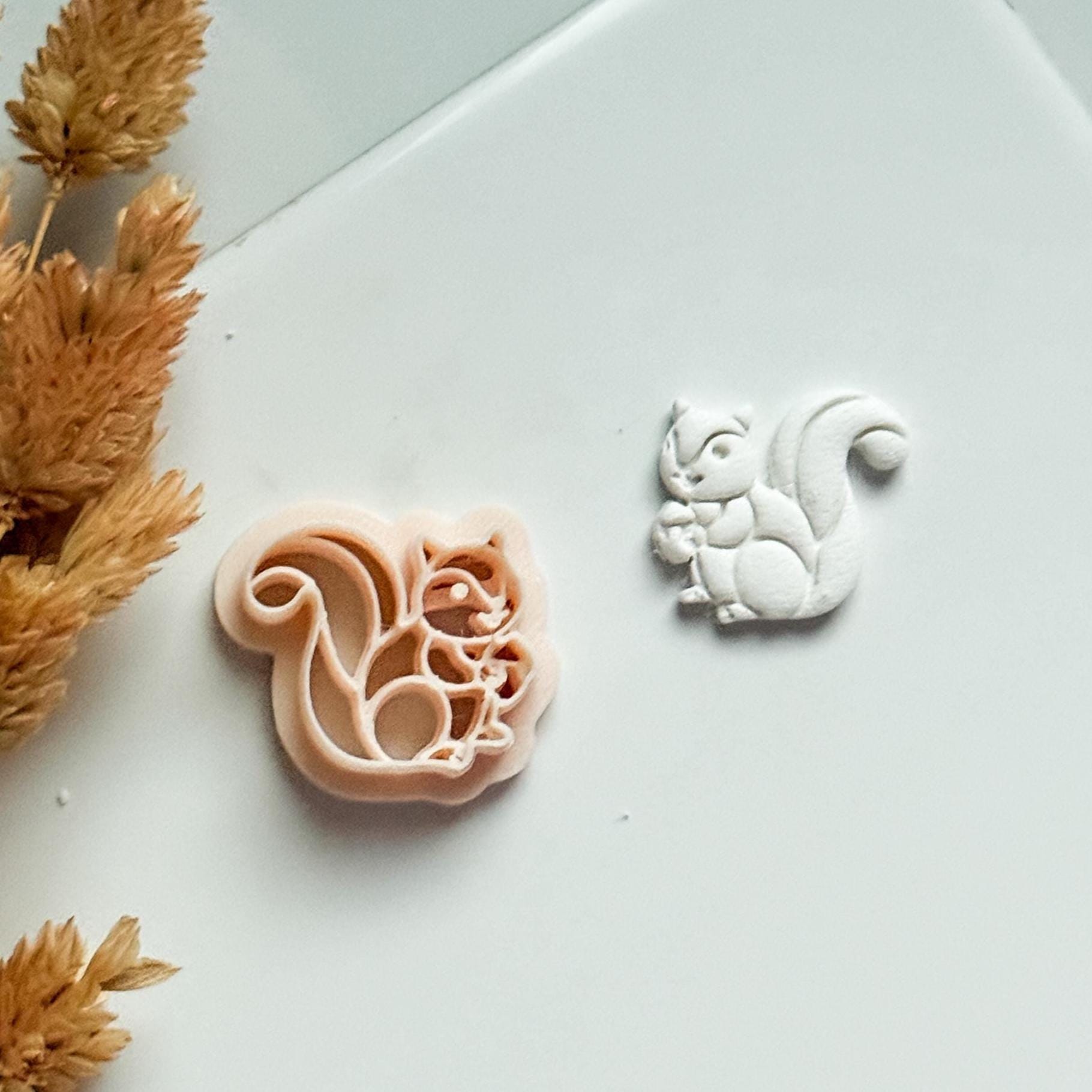 Squirrel Clay Cutter: Acorn Holding Mold for Polymer Clay Jewelry