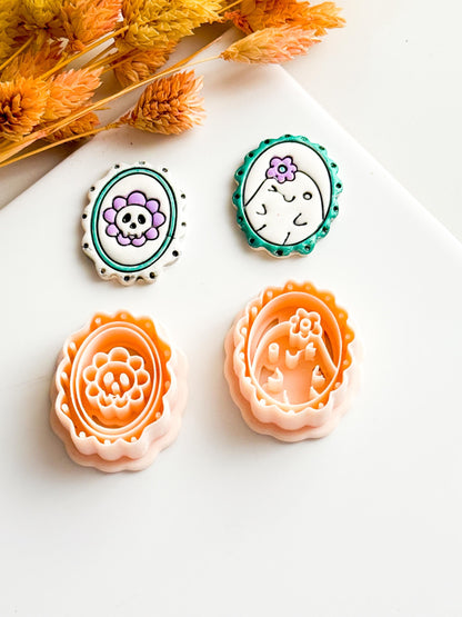 Skull or Ghost Clay Cutter: Scalloped Frame Polymer Clay Jewelry Tool