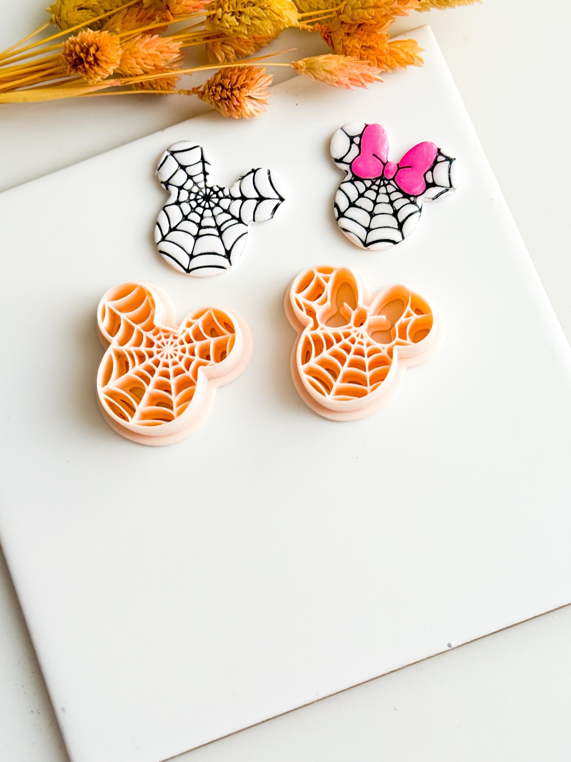 Spiderweb Mouse Head Clay Cutters: Halloween Jewelry Making