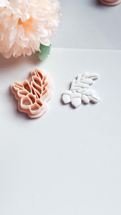 Oak & Acorn Clay Cutter, Fall Jewelry Mold