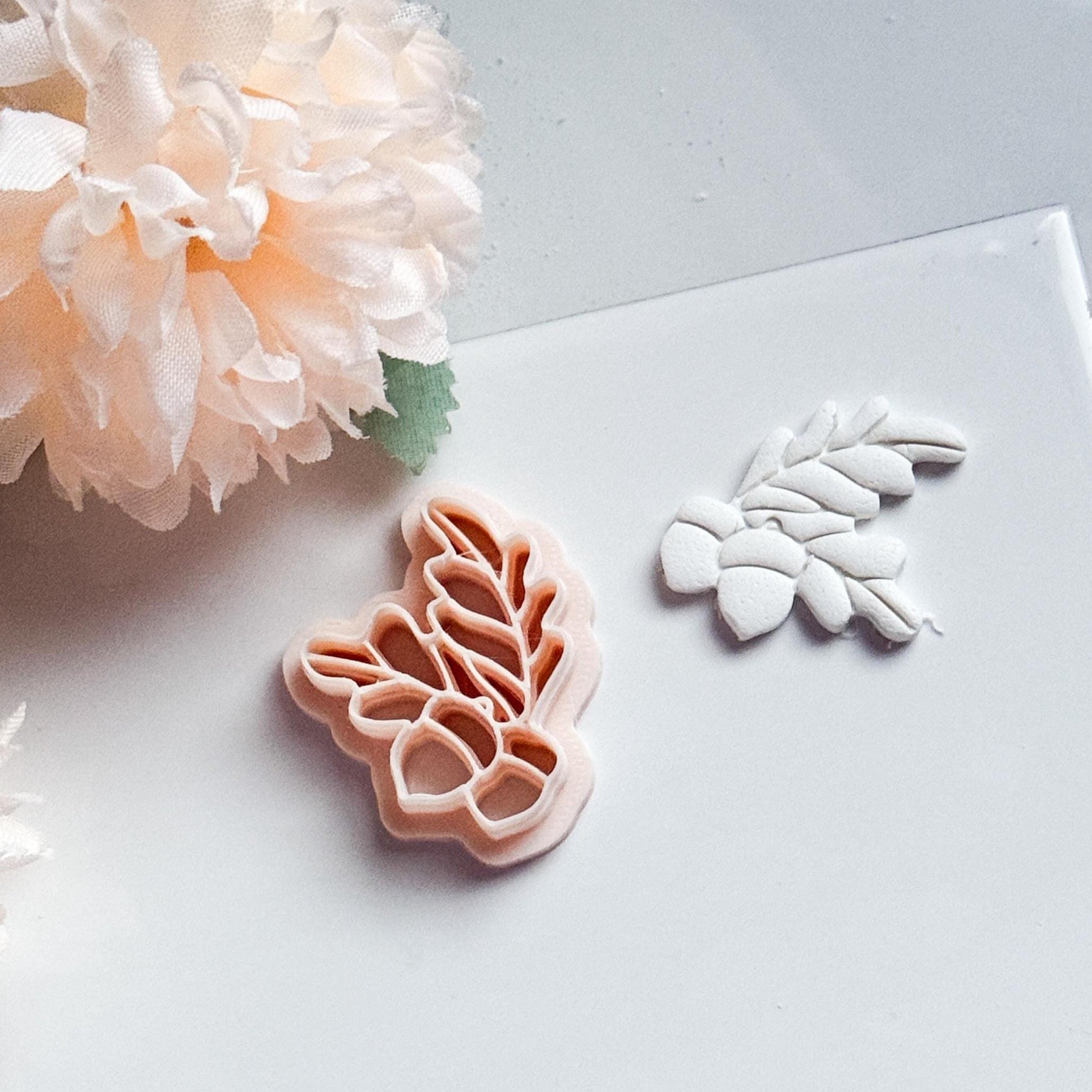 Oak & Acorn Clay Cutter, Fall Jewelry Mold