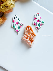 Floral Ghost Clay Earring Cutter Halloween with Flowers Design in 40 mm & 45 mm