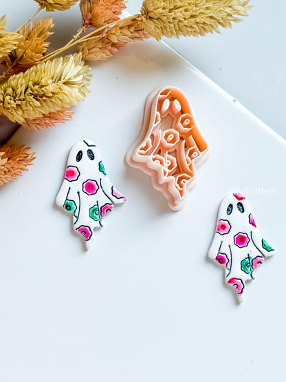 Floral Ghost Clay Earring Cutter Halloween with Flowers Design in 40 mm & 45 mm