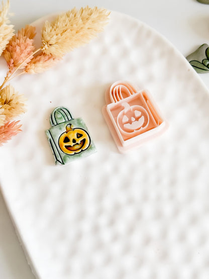 Halloween Polymer Clay Cutter: Pumpkin Trick or Treat Bag - Spooky Jewelry