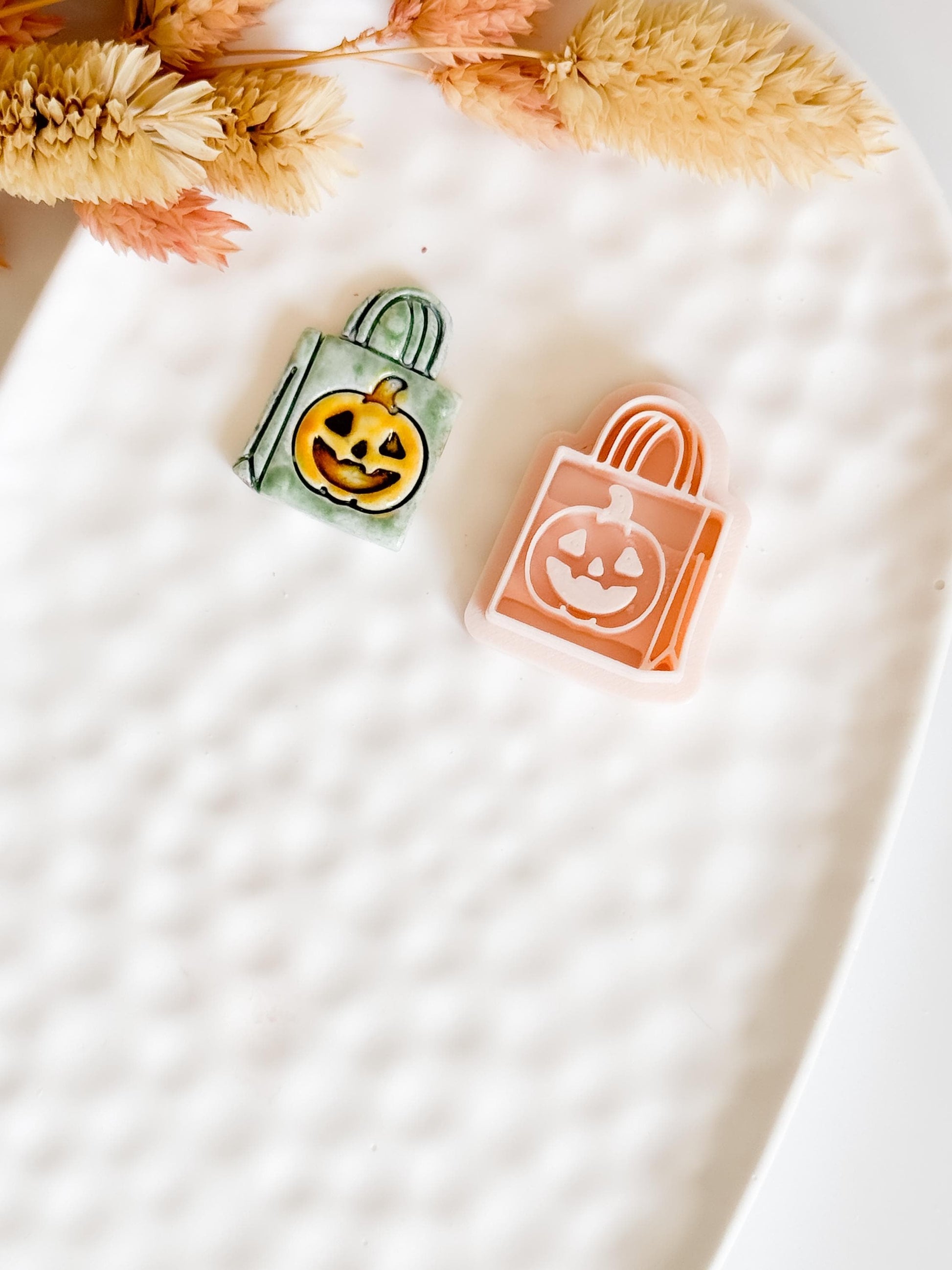 Halloween Polymer Clay Cutter: Pumpkin Trick or Treat Bag - Spooky Jewelry