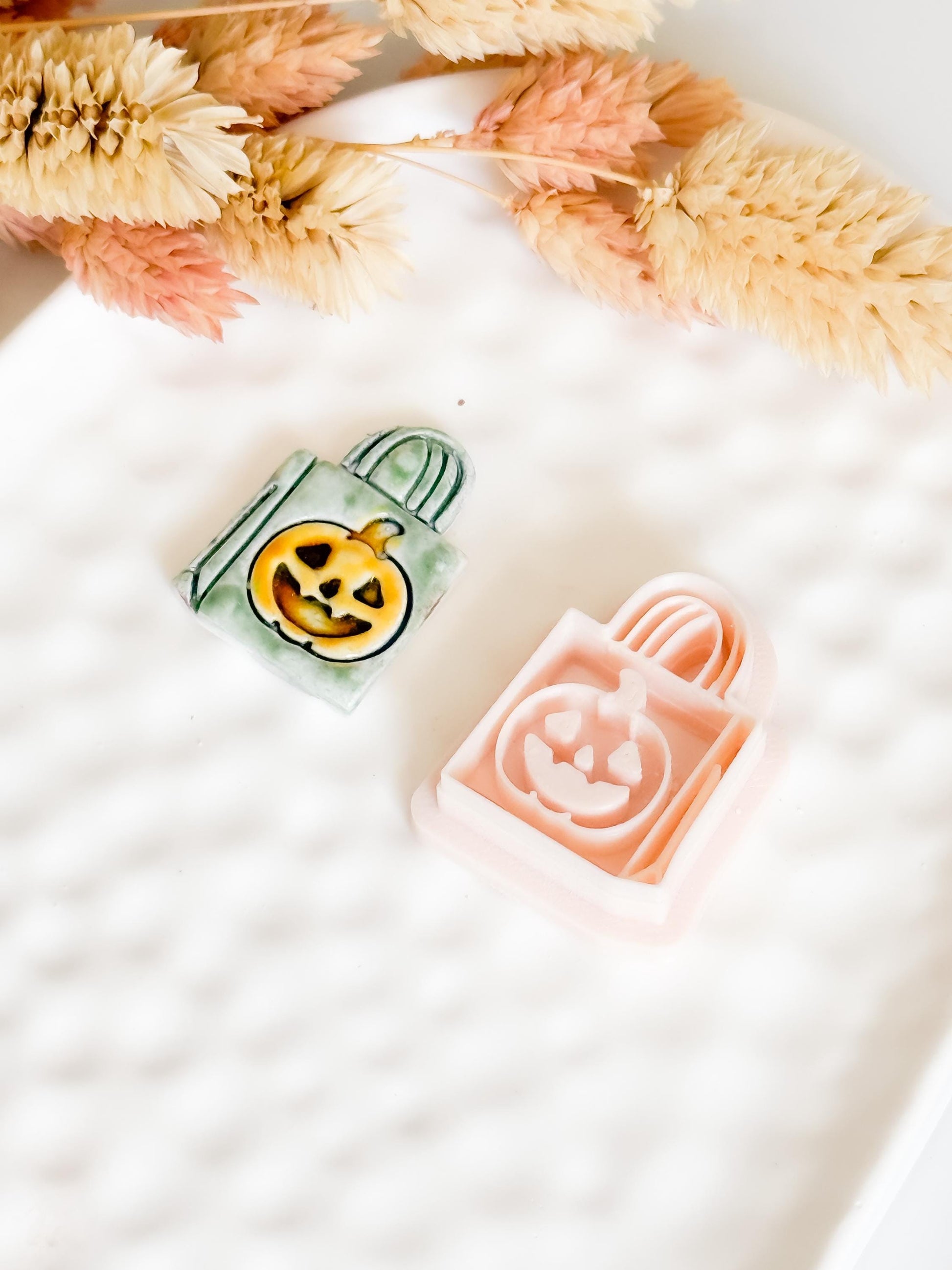 Halloween Polymer Clay Cutter: Pumpkin Trick or Treat Bag - Spooky Jewelry