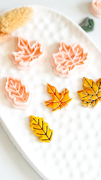 Autumn Leaf Clay Cutters: Oak & Maple Polymer Clay Jewelry
