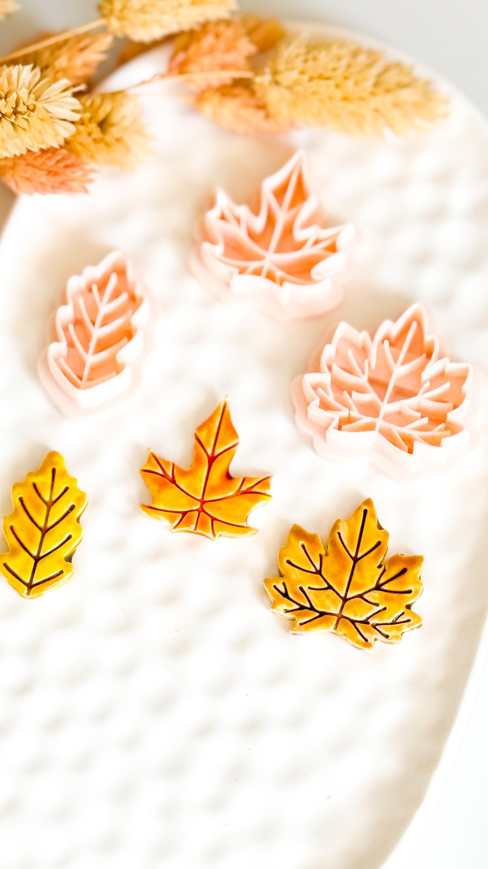 Autumn Leaf Clay Cutters: Oak & Maple Polymer Clay Jewelry