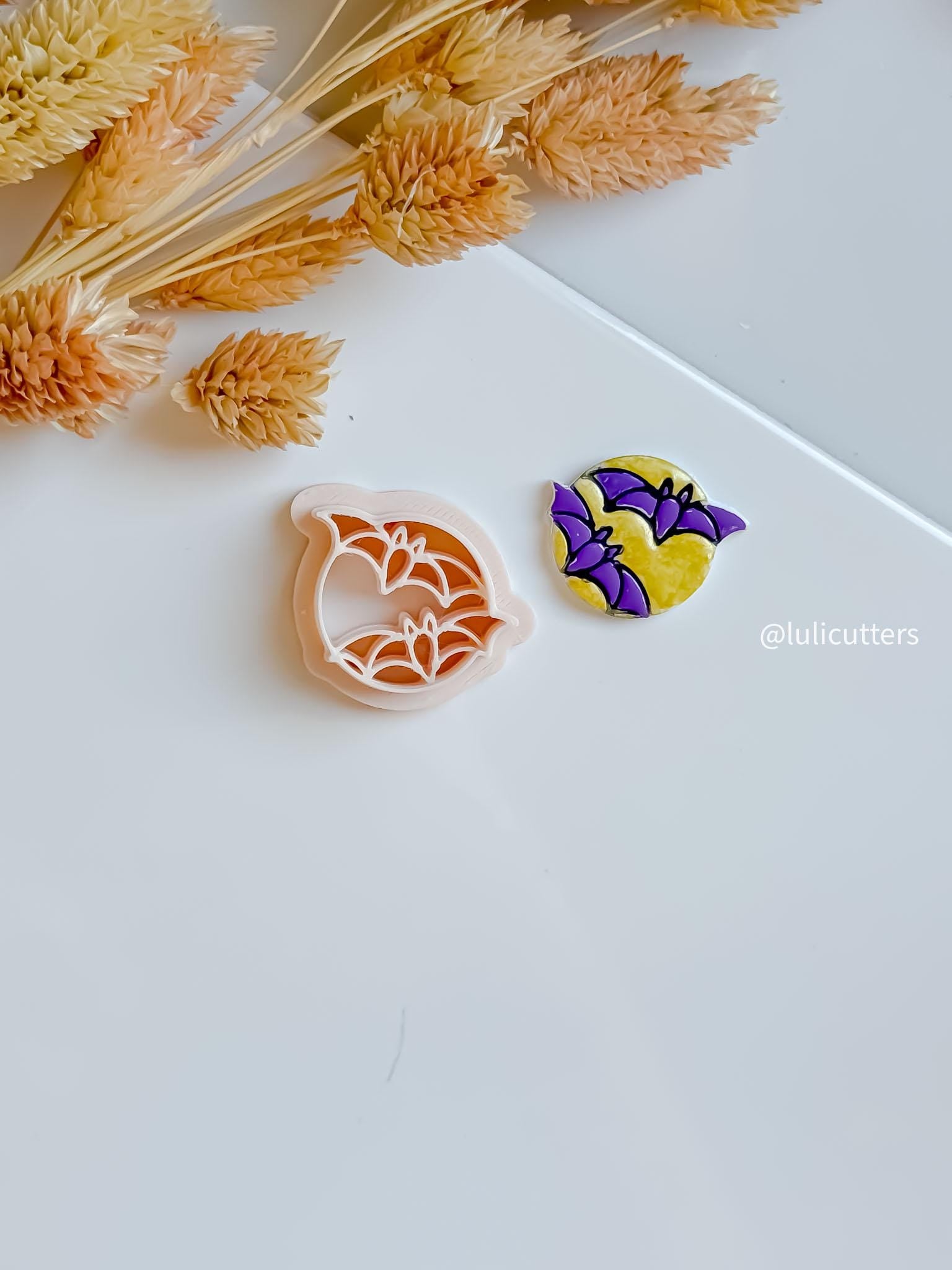 Double Bat Clay Cutter: Halloween Earring Mold, Gothic Jewelry