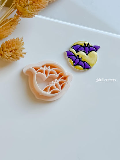 Double Bat Clay Cutter: Halloween Earring Mold, Gothic Jewelry