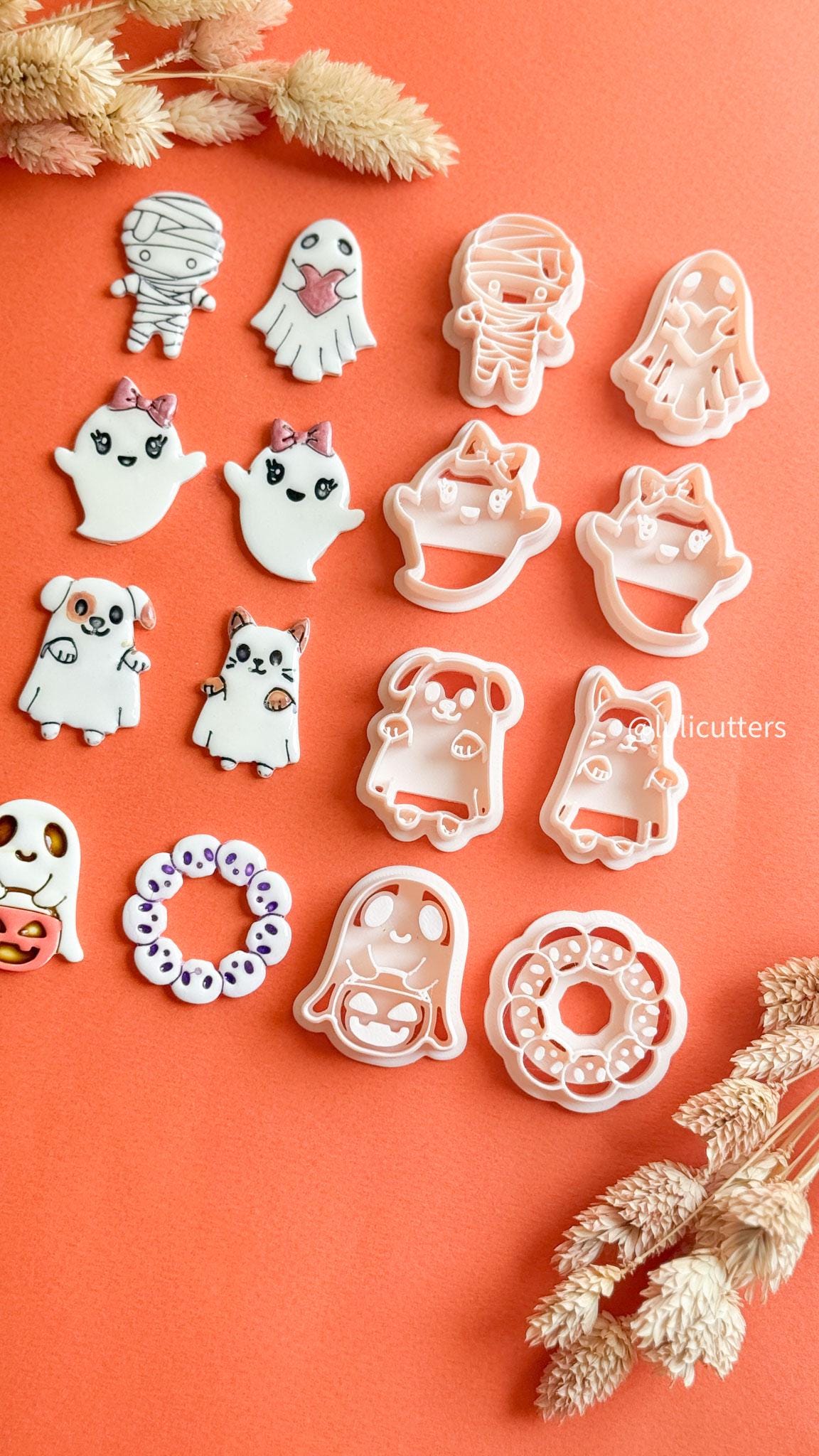 Halloween Ghost Pet Clay Cutter: Cat or Dog Polymer Clay Earring Mold
