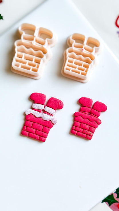 Santa Stuck in Chimney Polymer Clay Cutter Christmas Holiday Jewelry Making Supplies