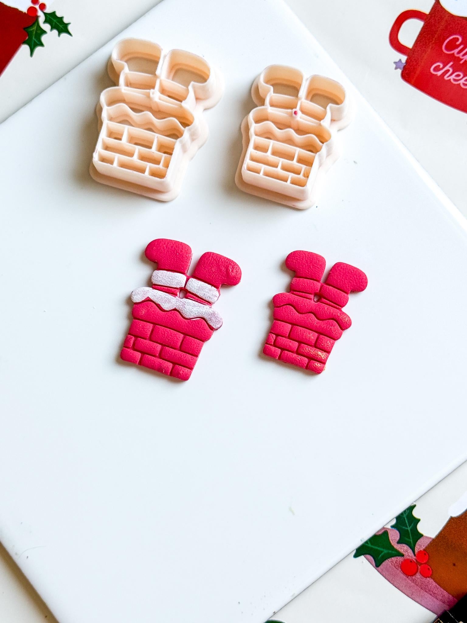 Santa Stuck in Chimney Polymer Clay Cutter Christmas Holiday Jewelry Making Supplies