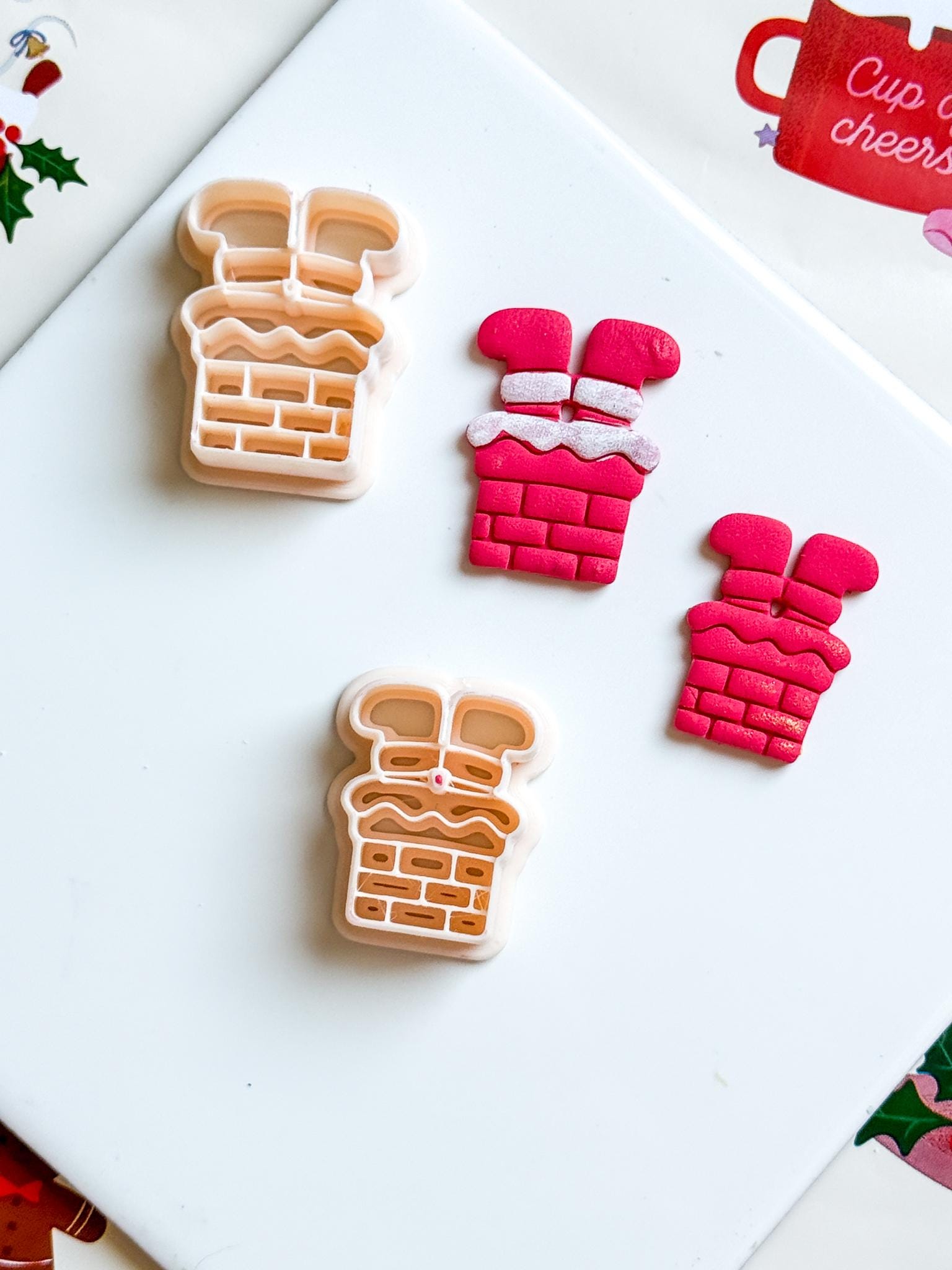 Santa Stuck in Chimney Polymer Clay Cutter Christmas Holiday Jewelry Making Supplies