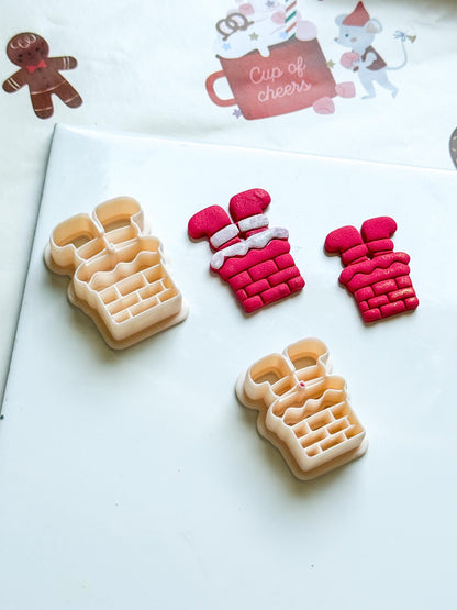 Santa Stuck in Chimney Polymer Clay Cutter Christmas Holiday Jewelry Making Supplies