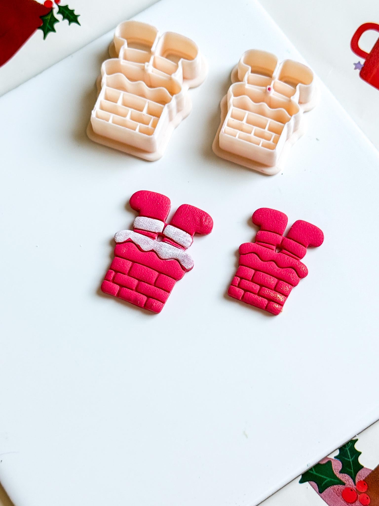 Santa Stuck in Chimney Polymer Clay Cutter Christmas Holiday Jewelry Making Supplies