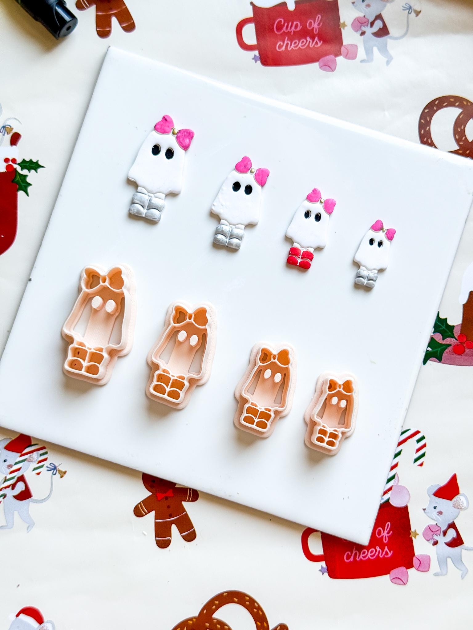 Bow Ghost Polymer Clay Cutter: Halloween Jewelry Supplies