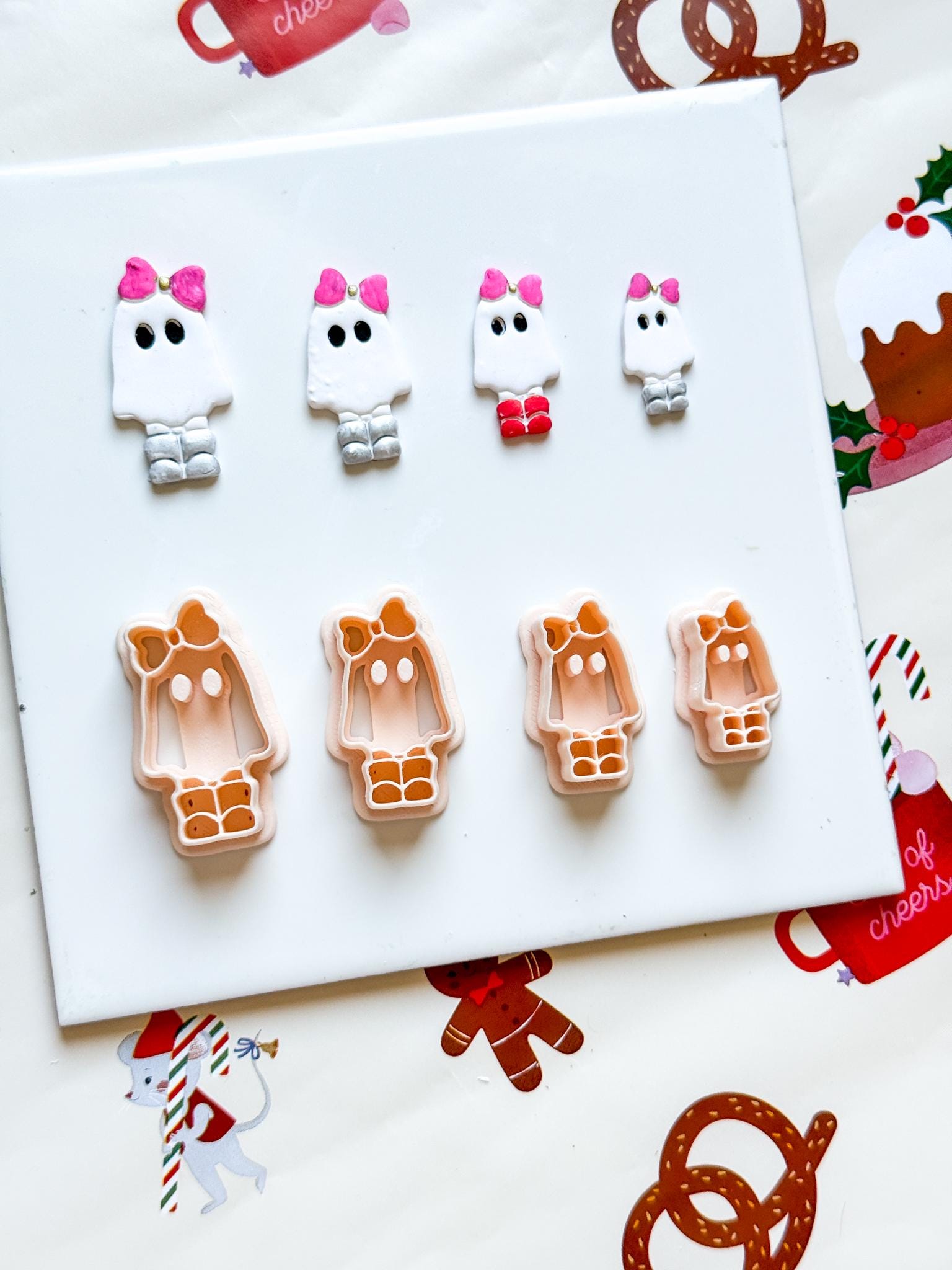 Bow Ghost Polymer Clay Cutter: Halloween Jewelry Supplies