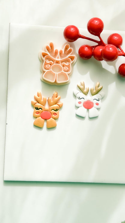 Winter Fairy Reindeer Bow Polymer Clay Cutter Christmas Holiday Jewelry Making Supplies