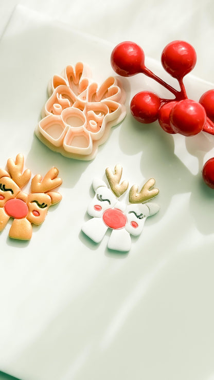 Winter Fairy Reindeer Bow Polymer Clay Cutter Christmas Holiday Jewelry Making Supplies