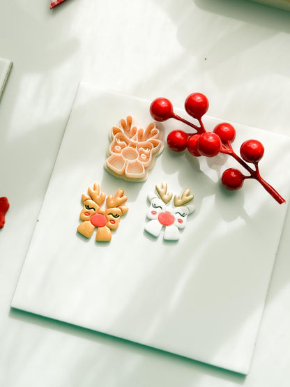 Winter Fairy Reindeer Bow Polymer Clay Cutter Christmas Holiday Jewelry Making Supplies