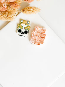 Frog on Skull Clay Cutter: Halloween Polymer Clay Jewelry