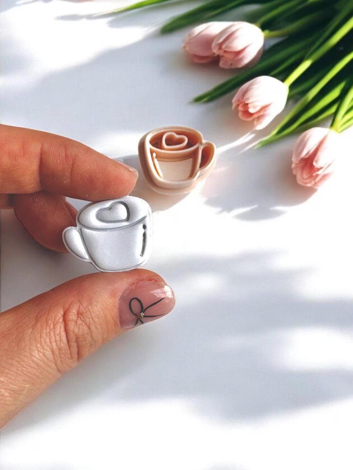 Heart Coffee Cup Polymer Clay Cutter: Earring & Jewelry Making