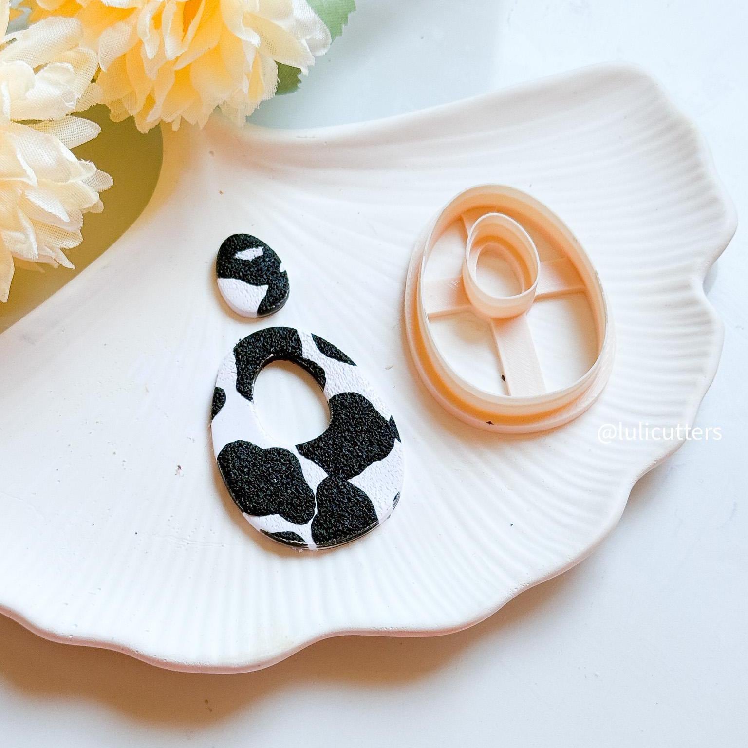 Organic Oval Drop Polymer Clay Cutter Textured Earring Jewelry Making Tool