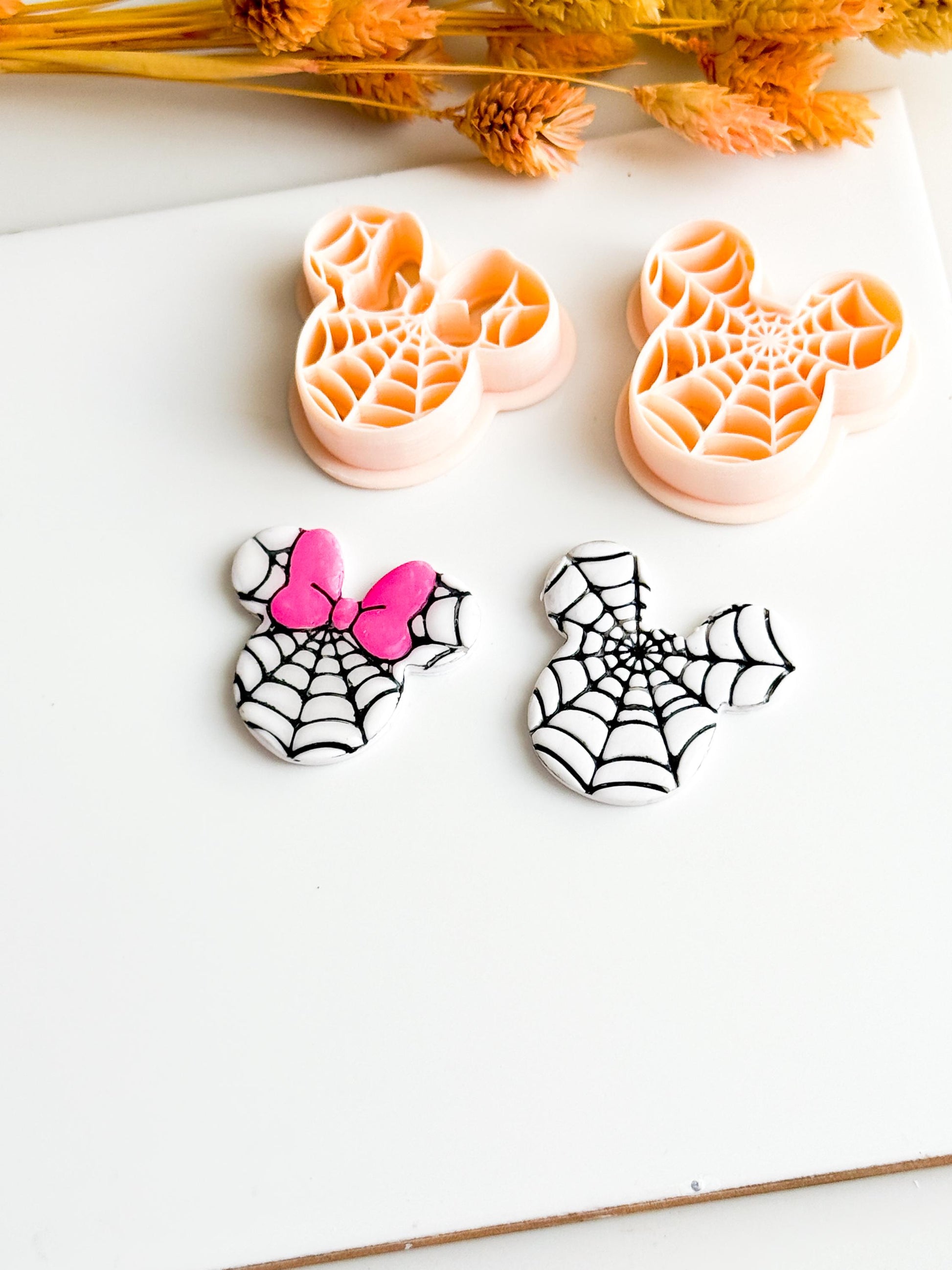 Spiderweb Mouse Head Clay Cutters: Halloween Jewelry Making
