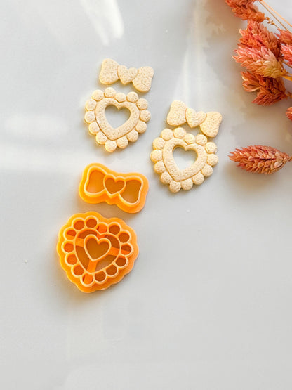 Heart Bow Polymer Clay Cutter Set: Scalloped Clay Earring Tool