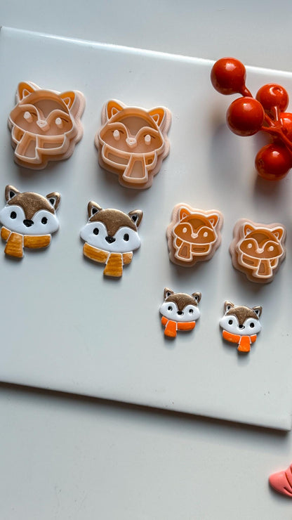 Fox Face Polymer Clay Cutter Winter Scarf Charm and Ornament Tool