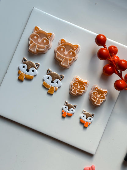 Fox Face Polymer Clay Cutter Winter Scarf Charm and Ornament Tool