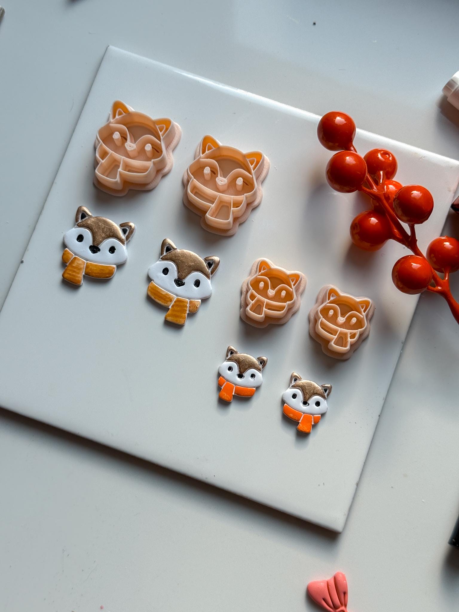 Fox Face Polymer Clay Cutter Winter Scarf Charm and Ornament Tool