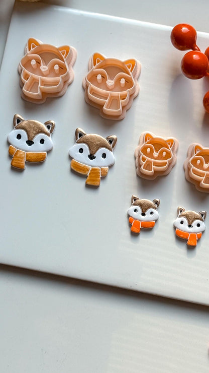 Fox Face Polymer Clay Cutter Winter Scarf Charm and Ornament Tool