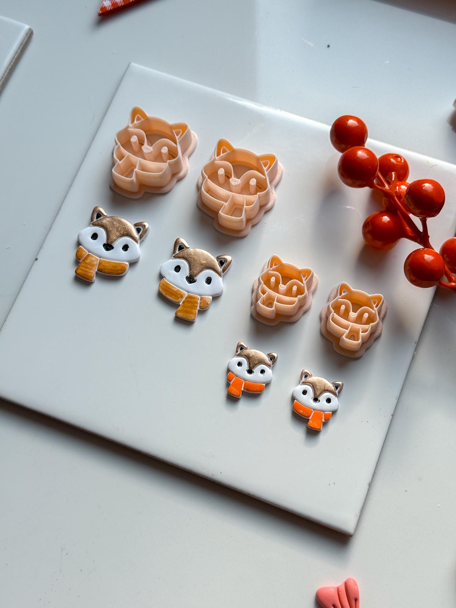 Fox Face Polymer Clay Cutter Winter Scarf Charm and Ornament Tool