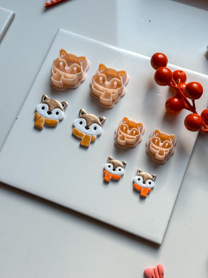 Fox Face Polymer Clay Cutter Winter Scarf Charm and Ornament Tool